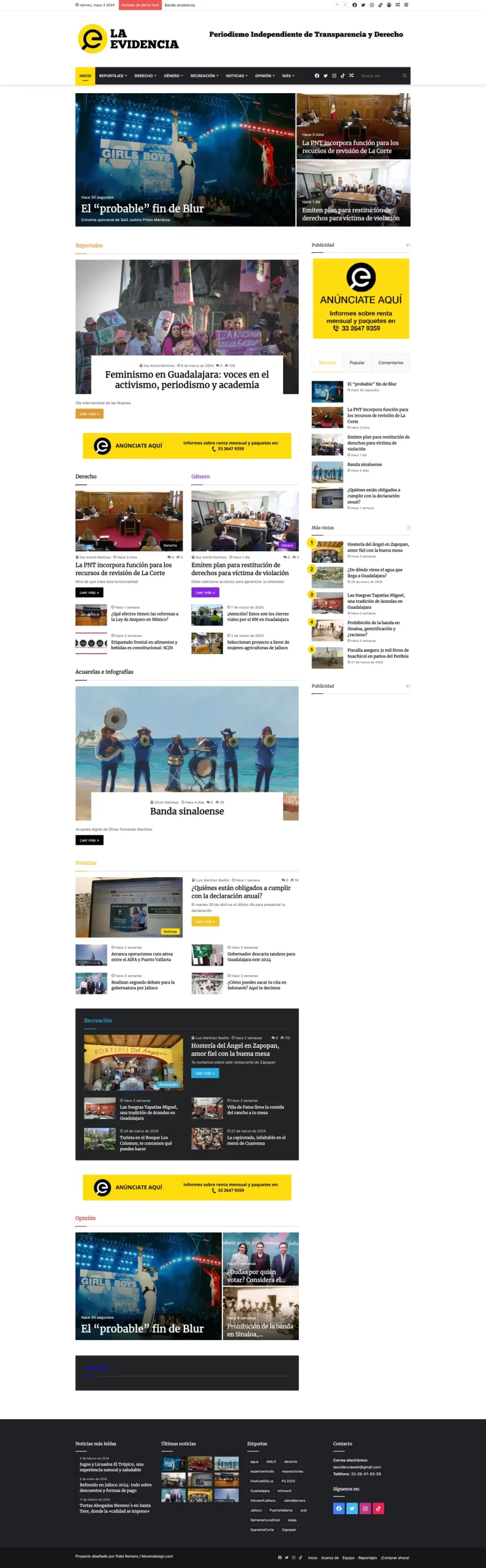 Diseño de la identificación visual para una sitio web de noticias: La Evidencia