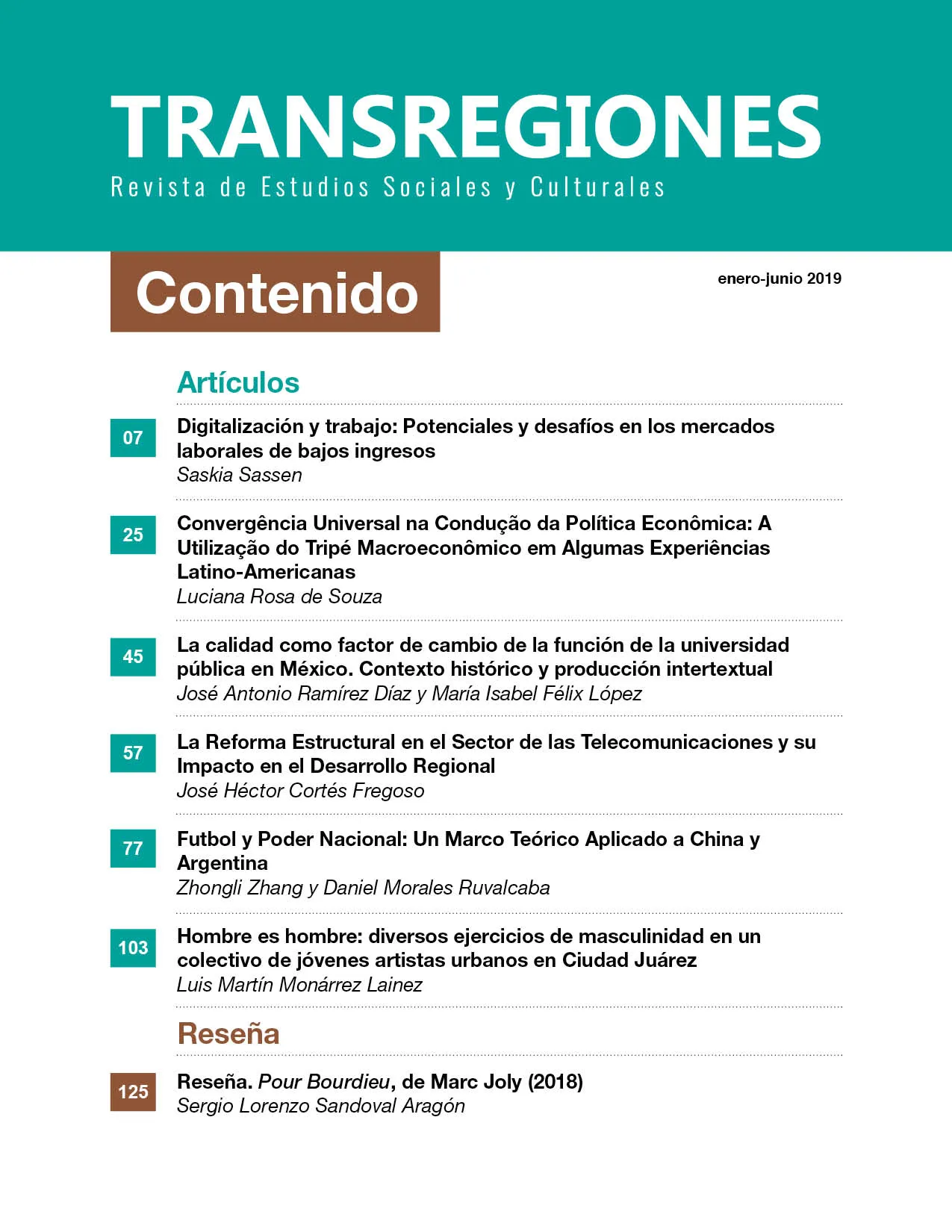 Maquetación: Transregiones, Revista de Estudios Sociales y Culturales