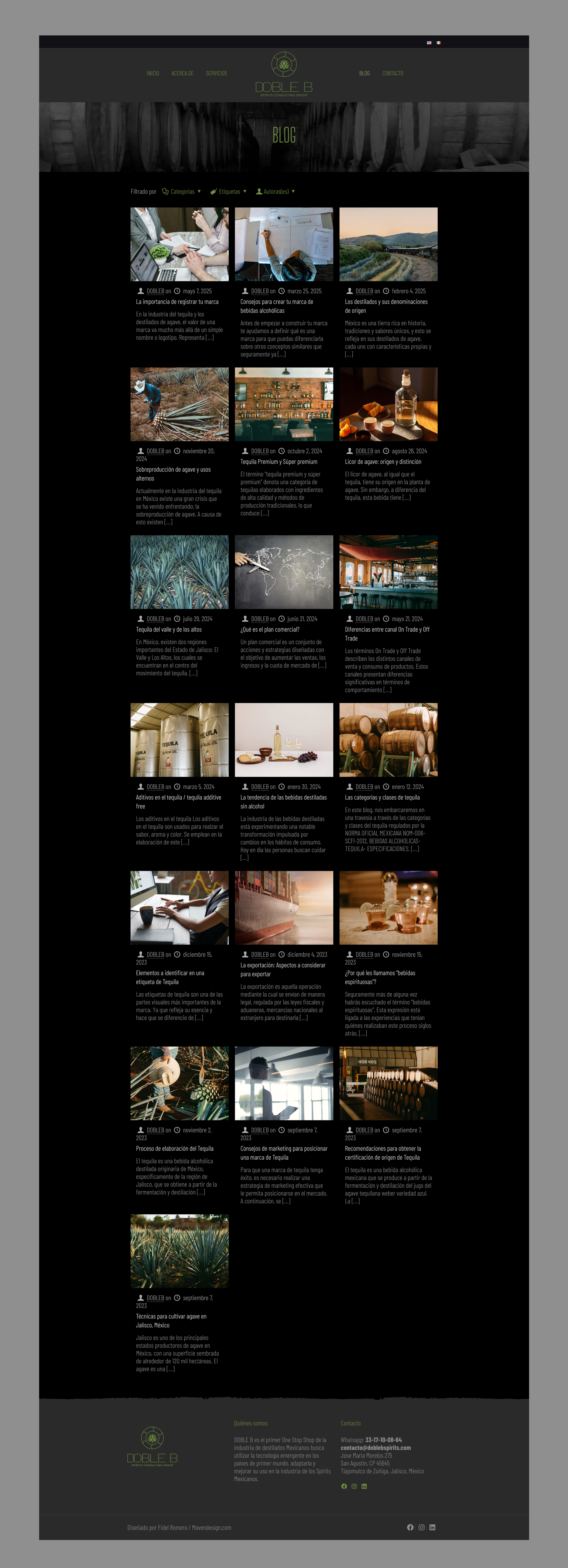 Desarrollo y Diseño Web en WordPress para DobleB Spirits: Consultoría en Destilados