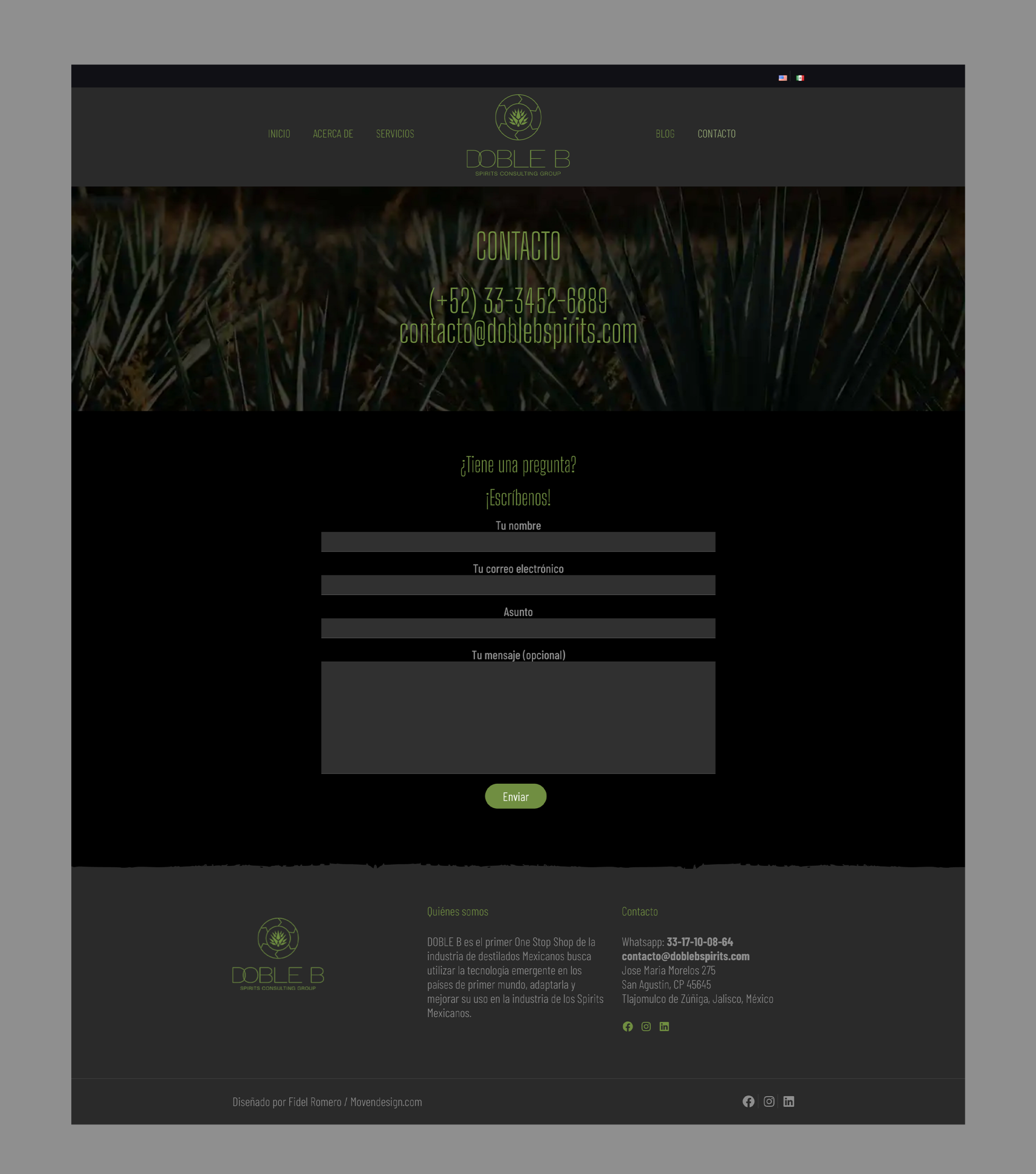 Desarrollo y Diseño Web en WordPress para DobleB Spirits: Consultoría en Destilados