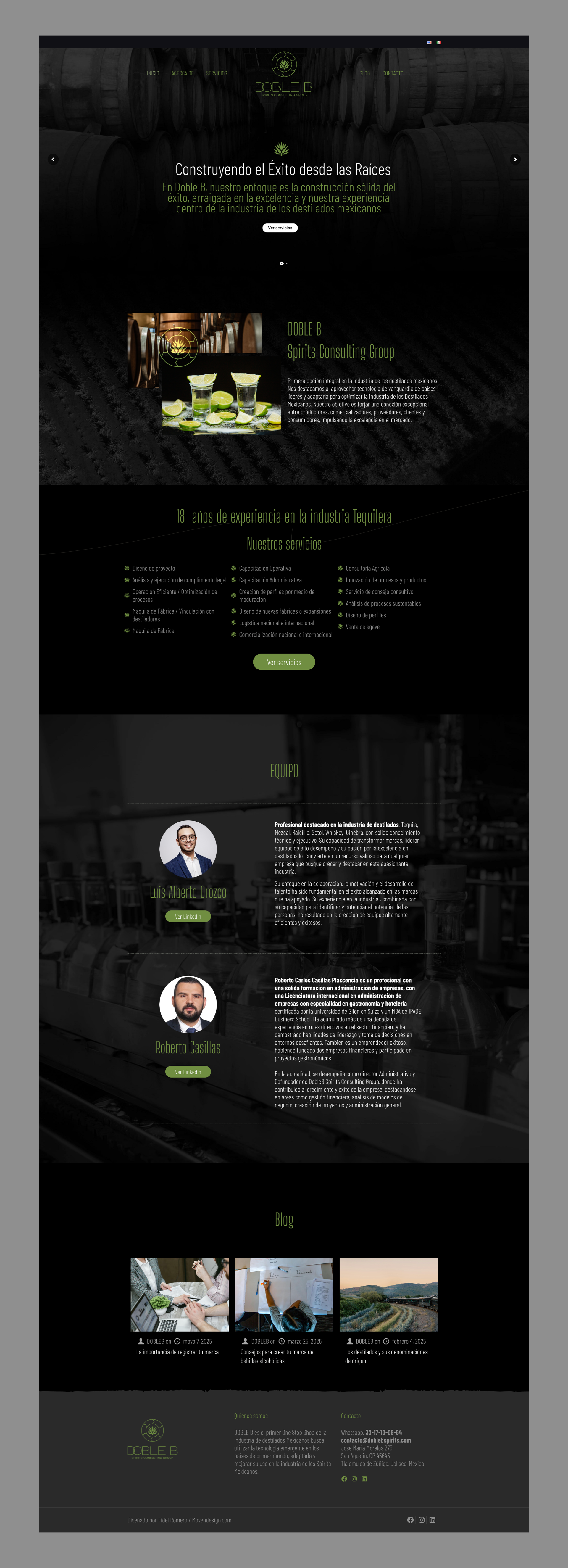 Desarrollo y Diseño Web en WordPress para DobleB Spirits: Consultoría en Destilados